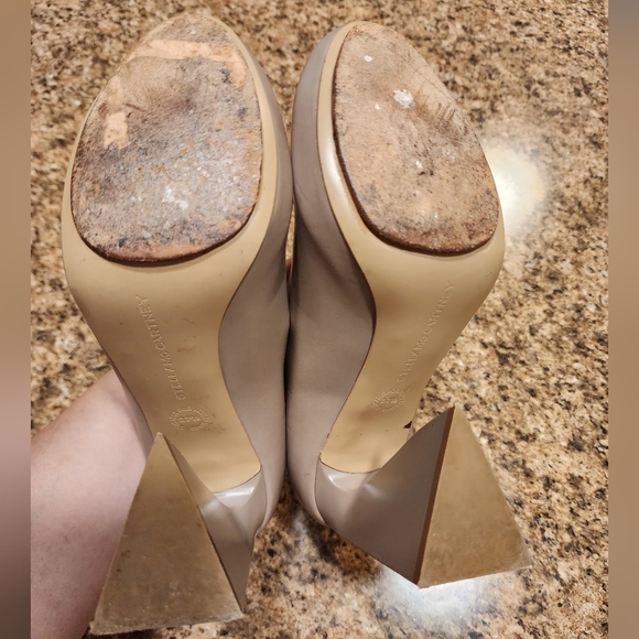 STELLA MCCARTNEY Angular Block Heel Almond Toe Platforms - Taupe - Size 37.5/7.5 - Picture 9 of 13